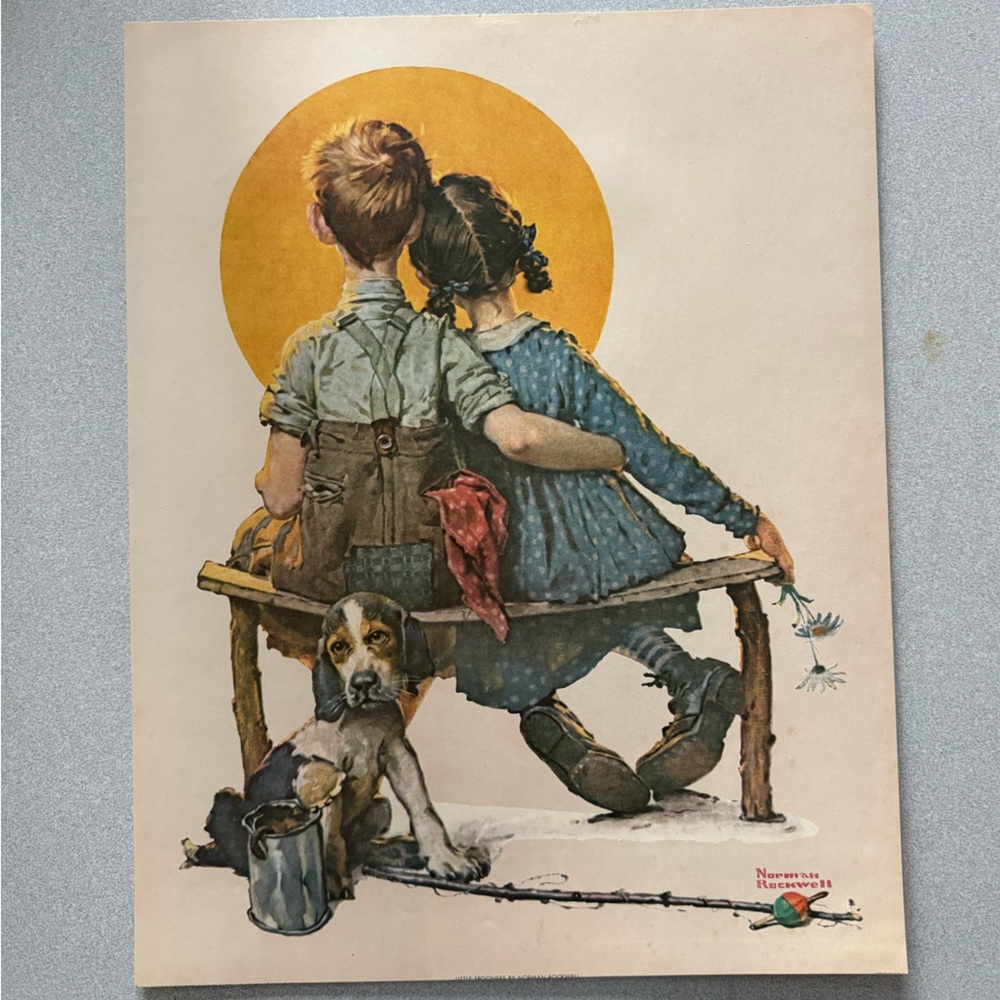 Little Spooners Print Norman Rockwell illustration